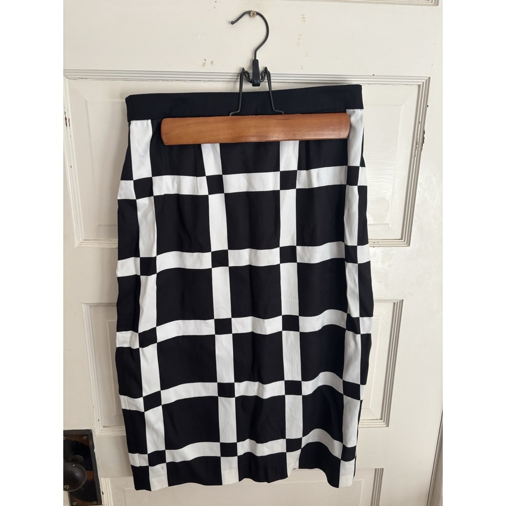 Halogen Women's Black‎ White Check Straight Skirt Lined Career Size 4